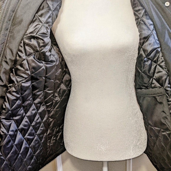 Faux Fur Black Quilted Winter Coat with Detachable Hood NWT - Picture 8 of 11